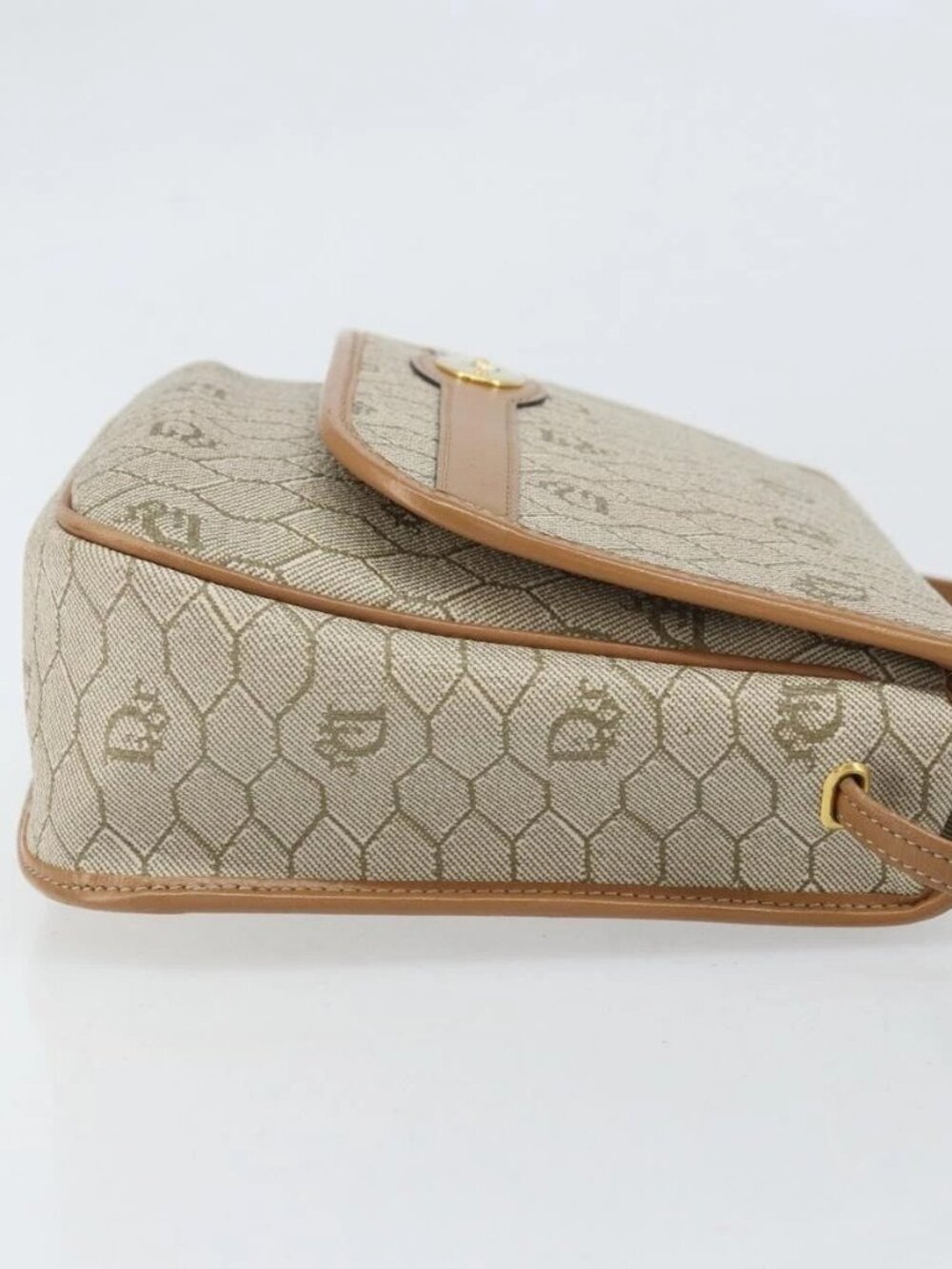 Christian Dior Honeycomb Canvas Shoulder Bag PVC Beige Gold Auth ka2352 - Picture 4 of 15